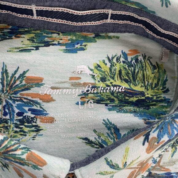 Tommy Bahama Shirt Mens Large Green Blue Floral Polo - Picture 2 of 7